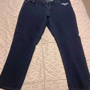 Dark wash plus size stretch boot cut jeans